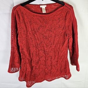 Cache Floral Lace Blouse Top Womens M Going Out Party Whimsigoth Casual Glam